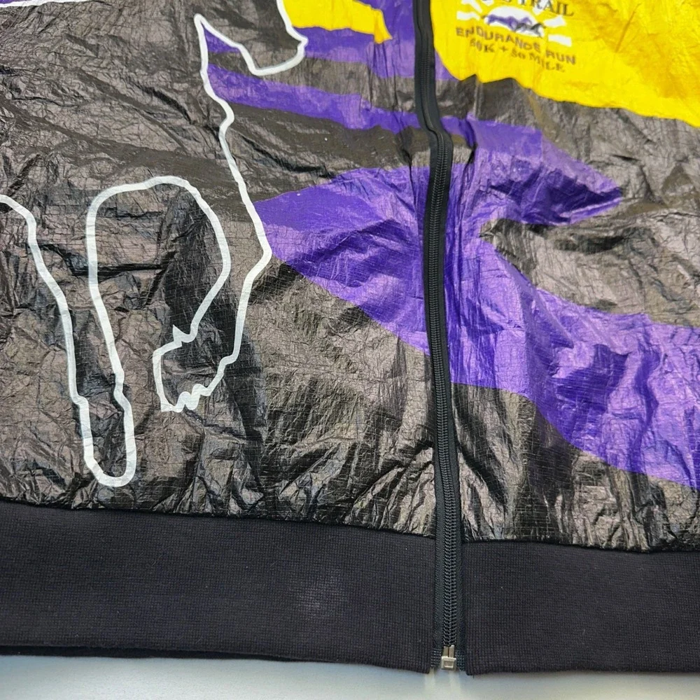 Vintage 90s Texas Trail Tyvek Endurance Run‎ Jacket Purple Yellow Sun Horse Sz L